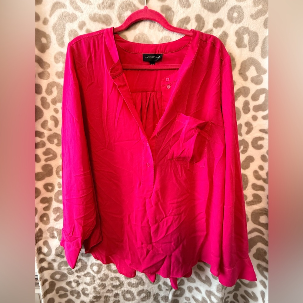 Lane Bryant Half Button Pink Blouse - Size 18/20